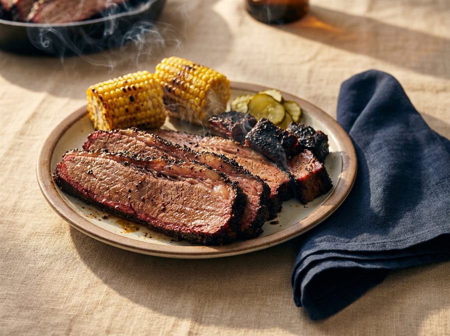 Wood-smoked BBQ brisket